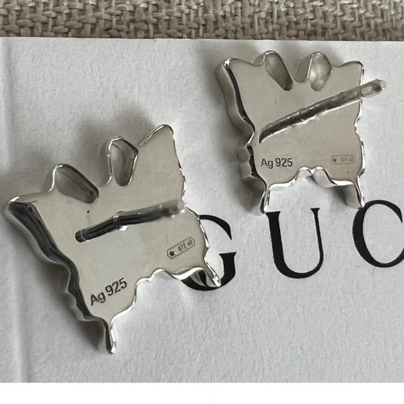 GUCCI TRADEMARK Sterling silver butterflies 🦋 earrings - Picture 8 of 15